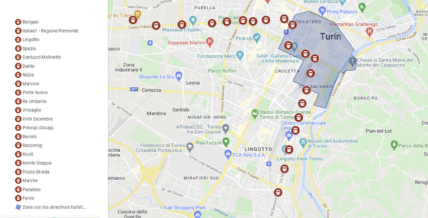 metro turin mapa