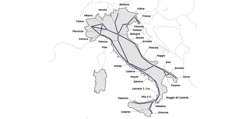 rutas intercity noche italia mapa ferrocarril